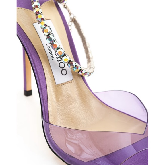 JIMMY CHOO
ELEGANT SANDAL IN PVC AND SATIN purple sz 36 $895 - Picture 3 of 7